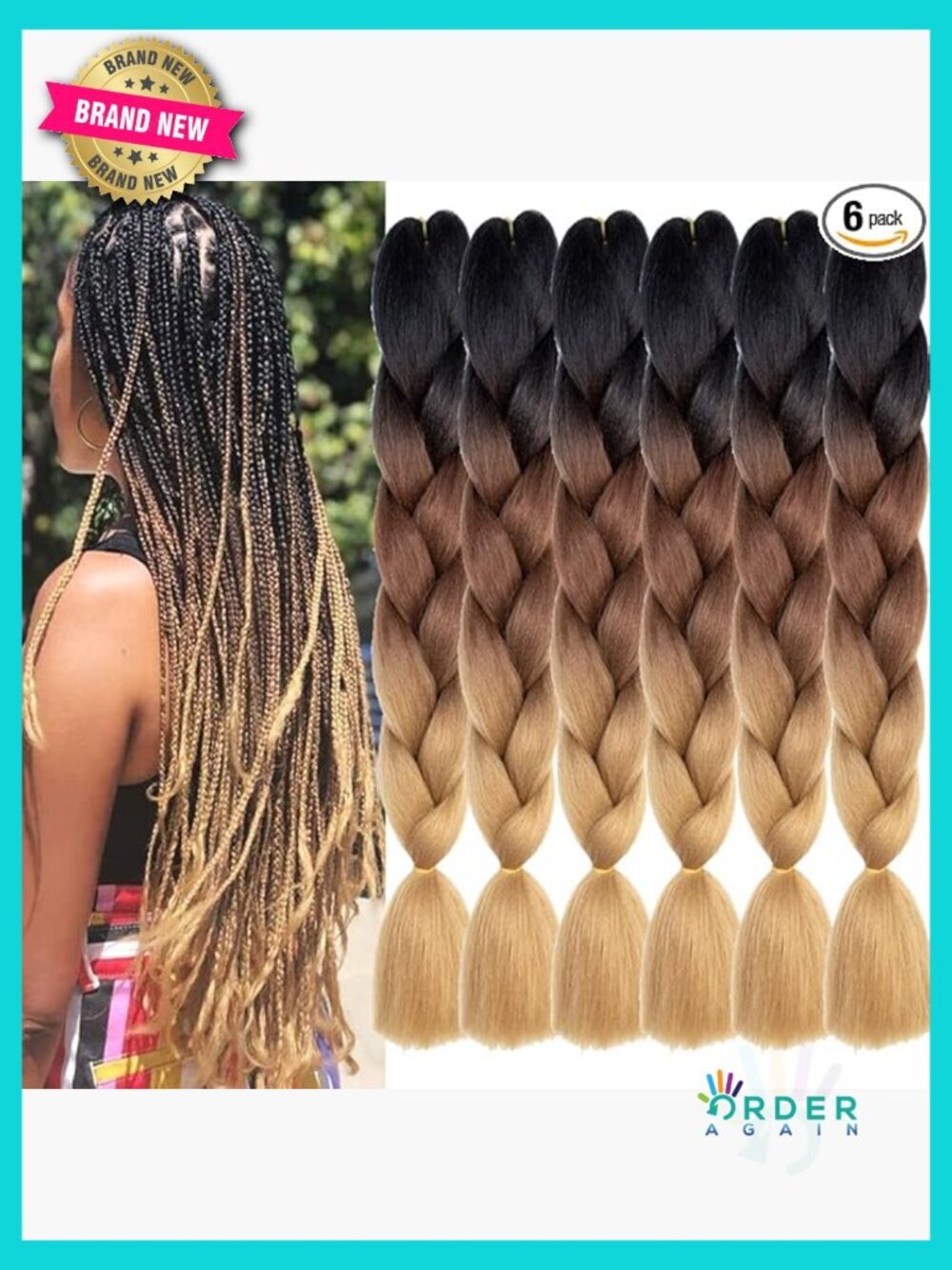 6 Pack Jumbo Braiding Hair Extensions 24 Inch Synthetic Fiber for Twist Crochet